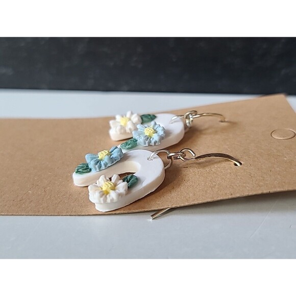 Polymer Clay Floral Dangling Earrings New - Picture 7 of 10